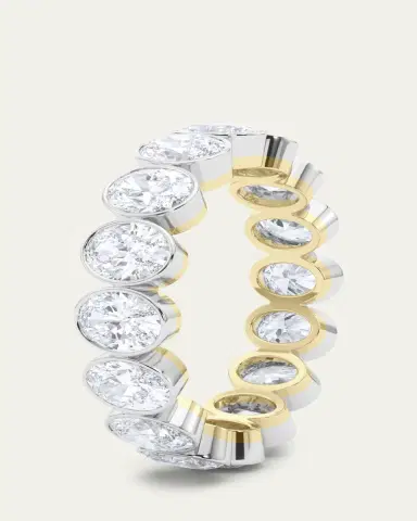HauteCarat 18K Oval Cut Bezel Lab Grown Diamond Eternity Band, 6.0tcw | Thumbnail 3 HauteCarat 18K Oval Cut Bezel Lab Grown Diamond Eternity Band, 6.0tcw | Thumbnail 3