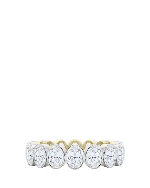 HauteCarat 18K Oval Cut Bezel Lab Grown Diamond Eternity Band, 6.0tcw