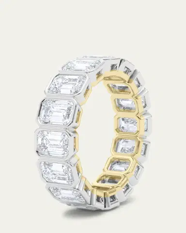 HauteCarat 18K Emerald Cut Bezel Lab Grown Diamond Eternity Band, 6.6tcw | Thumbnail 3 HauteCarat 18K Emerald Cut Bezel Lab Grown Diamond Eternity Band, 6.6tcw | Thumbnail 3