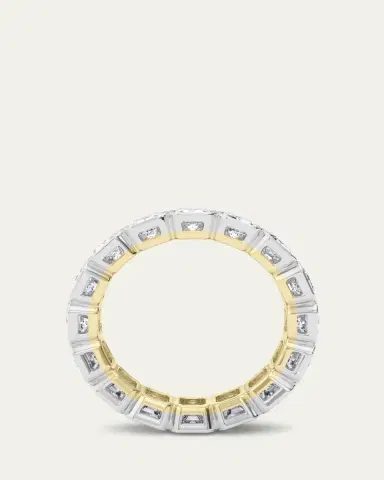 HauteCarat 18K Emerald Cut Bezel Lab Grown Diamond Eternity Band, 6.6tcw | Thumbnail 4 HauteCarat 18K Emerald Cut Bezel Lab Grown Diamond Eternity Band, 6.6tcw | Thumbnail 4