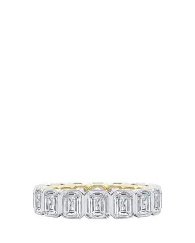 HauteCarat 18K Emerald Cut Bezel Lab Grown Diamond Eternity Band, 6.6tcw | Thumbnail 1 HauteCarat 18K Emerald Cut Bezel Lab Grown Diamond Eternity Band, 6.6tcw | Thumbnail 1