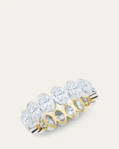 HauteCarat 18K Oval Cut Bezel Lab Grown Diamond Eternity Band, 7.5tcw | Thumbnail 2 HauteCarat 18K Oval Cut Bezel Lab Grown Diamond Eternity Band, 7.5tcw | Thumbnail 2