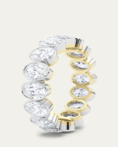 HauteCarat 18K Oval Cut Bezel Lab Grown Diamond Eternity Band, 7.5tcw | Thumbnail 3 HauteCarat 18K Oval Cut Bezel Lab Grown Diamond Eternity Band, 7.5tcw | Thumbnail 3