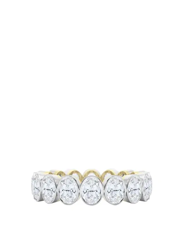 HauteCarat 18K Oval Cut Bezel Lab Grown Diamond Eternity Band, .5tcw