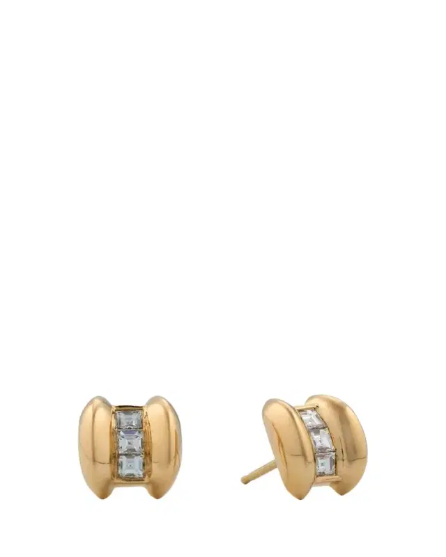 Lizzie Mandler Fine Jewelry 18K Yellow Gold Anchor Carre Diamond Stud Earrings