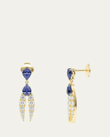 KAMAL Lotus Diamond and Tanzanite Earrings | Thumbnail 2