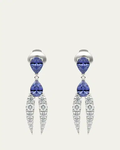 KAMAL Lotus Diamond and Tanzanite Earrings | Thumbnail 3