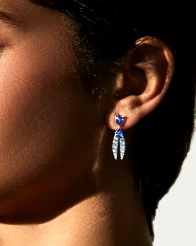 KAMAL Lotus Diamond and Tanzanite Earrings | Thumbnail 4