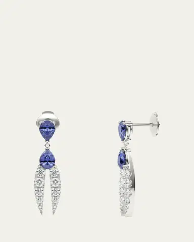 KAMAL Lotus Diamond and Tanzanite Earrings | Thumbnail 5