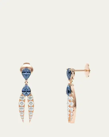 KAMAL Lotus Diamond and Tanzanite Earrings | Thumbnail 6