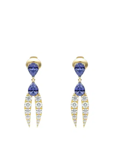 KAMAL Lotus Diamond and Tanzanite Earrings | Thumbnail 1