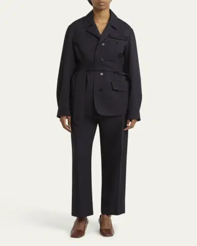 SETCHU Travel Self-Tie Wool Gabardine Safari Jacket | Thumbnail 2 SETCHU Travel Self-Tie Wool Gabardine Safari Jacket | Thumbnail 2