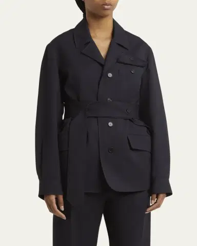 SETCHU Travel Self-Tie Wool Gabardine Safari Jacket | Thumbnail 4 SETCHU Travel Self-Tie Wool Gabardine Safari Jacket | Thumbnail 4