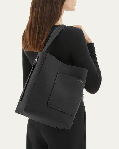 Valextra Secchiello Medium Leather Bucket Bag | Thumbnail 4