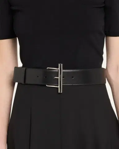 McQueen Silvertone Cross-Bar Leather Wide Sling Belt | Thumbnail 2