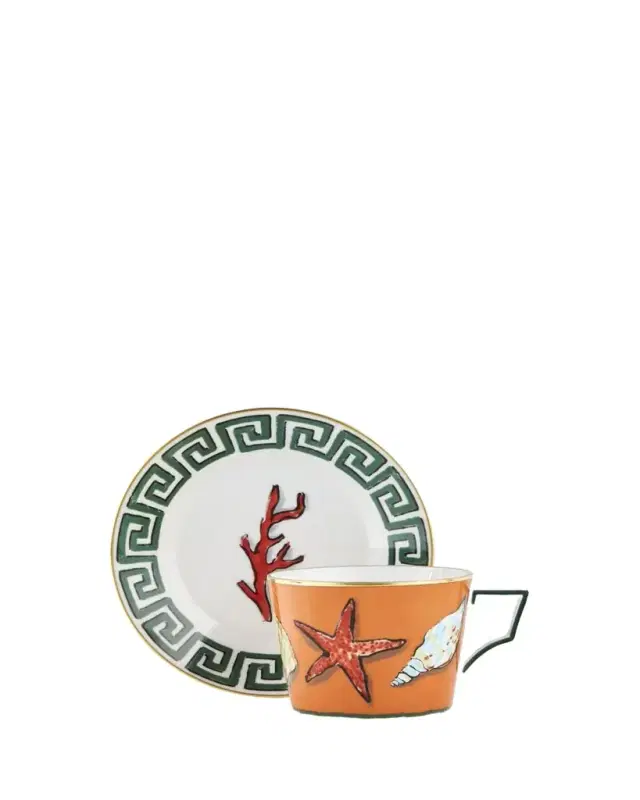 4-Piece Il Viaggio di Nettuno Teacup and Saucer Set