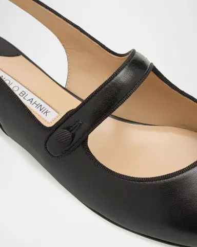 Manolo Blahnik Campari Leather Mary Jane Slingback Flats | Thumbnail 4