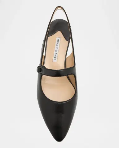 Manolo Blahnik Campari Leather Mary Jane Slingback Flats | Thumbnail 5