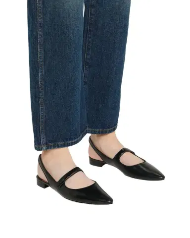 Manolo Blahnik Campari Leather Mary Jane Slingback Flats | Thumbnail 1