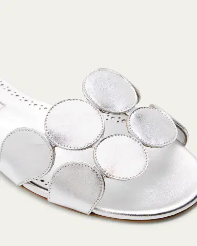 Manolo Blahnik Circle-Cut Metallic Flat Slide Sandals | Thumbnail 5