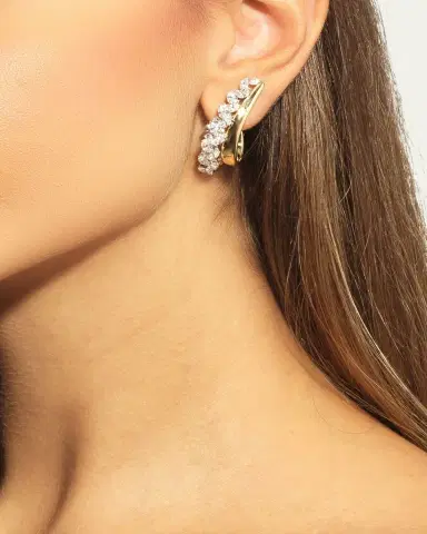YEPREM 18K Yellow and White Gold Diamond Ear Climber | Thumbnail 2