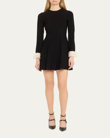 Valentino Garavani Long-Sleeve Ruffle-Cuff Mini Dress | Thumbnail 2