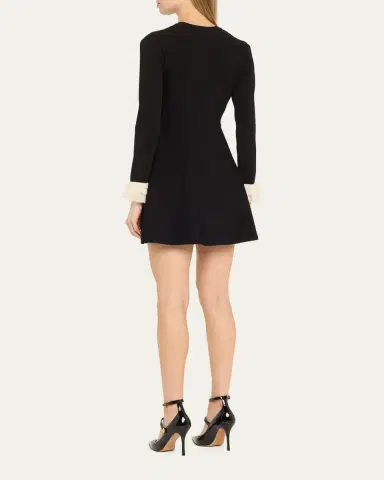 Valentino Garavani Long-Sleeve Ruffle-Cuff Mini Dress | Thumbnail 3