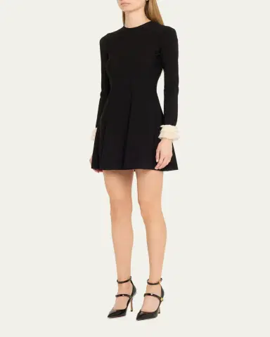 Valentino Garavani Long-Sleeve Ruffle-Cuff Mini Dress | Thumbnail 4