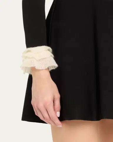 Valentino Garavani Long-Sleeve Ruffle-Cuff Mini Dress | Thumbnail 5