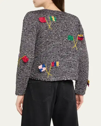 BODE Promenade Raised Flag Crochet Cardigan | Thumbnail 3 BODE Promenade Raised Flag Crochet Cardigan | Thumbnail 3