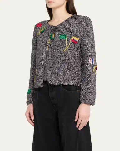 BODE Promenade Raised Flag Crochet Cardigan | Thumbnail 4 BODE Promenade Raised Flag Crochet Cardigan | Thumbnail 4