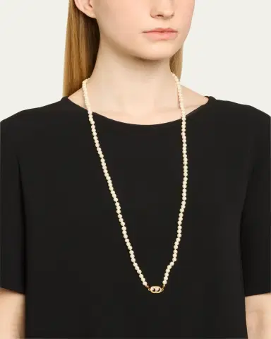 Valentino Garavani VLOGO Akoya Pearl Layered Ovalette Necklace | Thumbnail 2