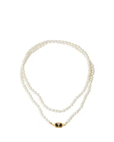Valentino Garavani VLOGO Akoya Pearl Layered Ovalette Necklace | Thumbnail 1