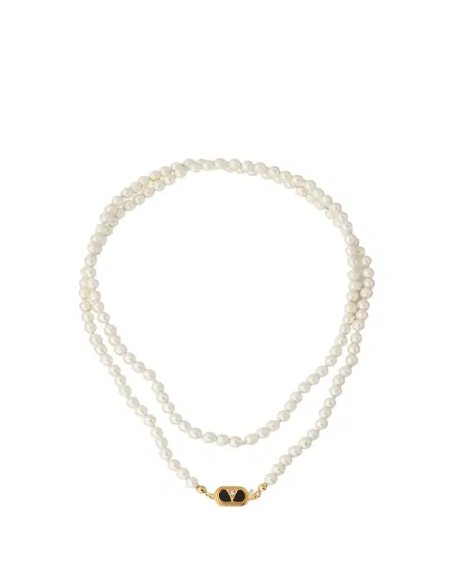VLOGO Akoya Pearl Layered Ovalette Necklace