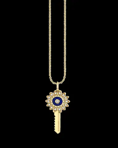 Sydney Evan 14K Yellow Gold Lapis Stone Inlay Key Charm with Diamonds | Thumbnail 2 Sydney Evan 14K Yellow Gold Lapis Stone Inlay Key Charm with Diamonds | Thumbnail 2