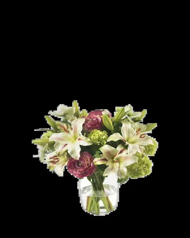 Diane James Lilies, Ranunculus, and Snowballs 16" Faux Floral Arrangement in Glass Vase | Thumbnail 2 Diane James Lilies, Ranunculus, and Snowballs 16" Faux Floral Arrangement in Glass Vase | Thumbnail 2