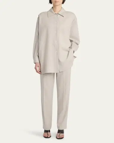 THE ROW Komako Button Down Wool Cashmere Blouse | Thumbnail 18