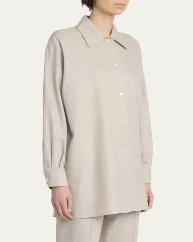 THE ROW Komako Button Down Wool Cashmere Blouse | Thumbnail 20