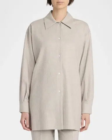 THE ROW Komako Button Down Wool Cashmere Blouse | Thumbnail 3