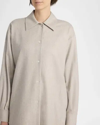 THE ROW Komako Button Down Wool Cashmere Blouse | Thumbnail 4