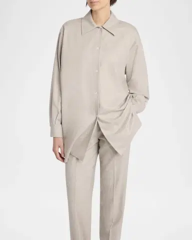 THE ROW Komako Button Down Wool Cashmere Blouse | Thumbnail 6