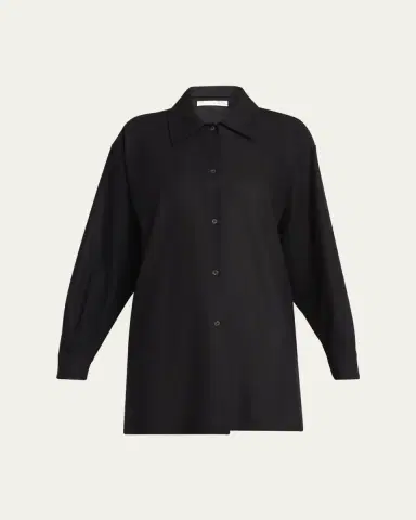 THE ROW Komako Button Down Wool Cashmere Blouse | Thumbnail 7