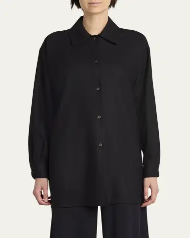 THE ROW Komako Button Down Wool Cashmere Blouse | Thumbnail 10
