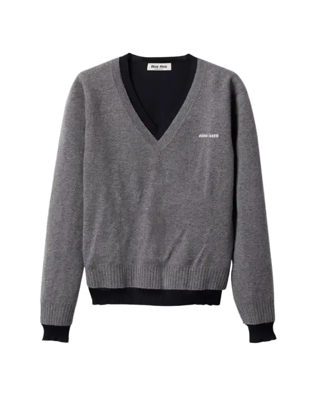 Layered V-Neck Oversized Cashmere Sweater