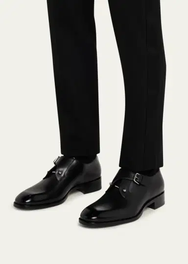 Christian Louboutin Men's Chambeli Monk-Strap Leather Loafers | Thumbnail 2 Christian Louboutin Men's Chambeli Monk-Strap Leather Loafers | Thumbnail 2
