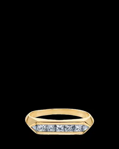 Lizzie Mandler Fine Jewelry 18K Yellow Gold Trillion Princess Diamond Chevron Band Ring | Thumbnail 2 Lizzie Mandler Fine Jewelry 18K Yellow Gold Trillion Princess Diamond Chevron Band Ring | Thumbnail 2