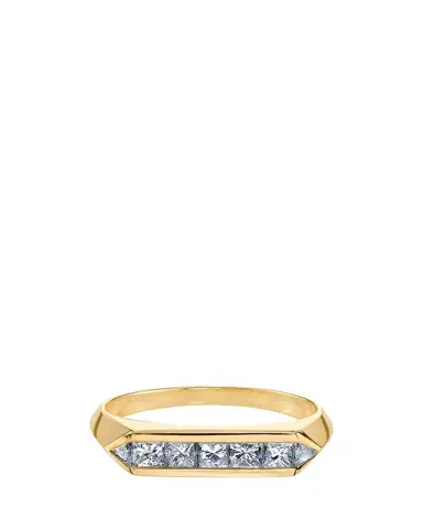 Lizzie Mandler Fine Jewelry 18K Yellow Gold Trillion Princess Diamond Chevron Band Ring | Thumbnail 1 Lizzie Mandler Fine Jewelry 18K Yellow Gold Trillion Princess Diamond Chevron Band Ring | Thumbnail 1