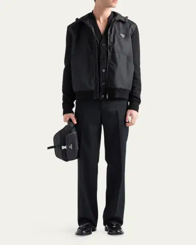 Prada Men's Cashmere-Wool Hooded Sweater | Thumbnail 2
