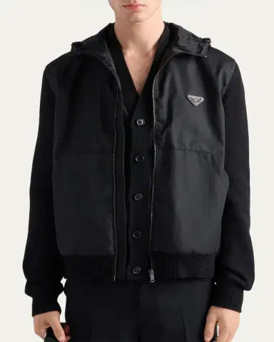 Prada Men's Cashmere-Wool Hooded Sweater | Thumbnail 3