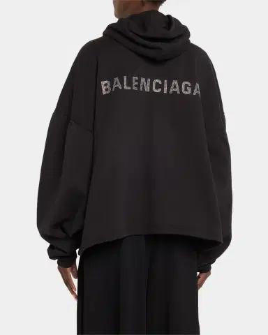 Balenciaga Logo Embellished Cropped Hoodie | Thumbnail 2